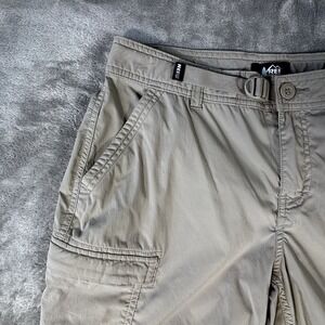 REI Pants Womens Medium 10 Cargo Pockets conversion ankle zip khaki Outdoors